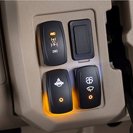 Dash mounted four-wheel drive and rear differential lock switches